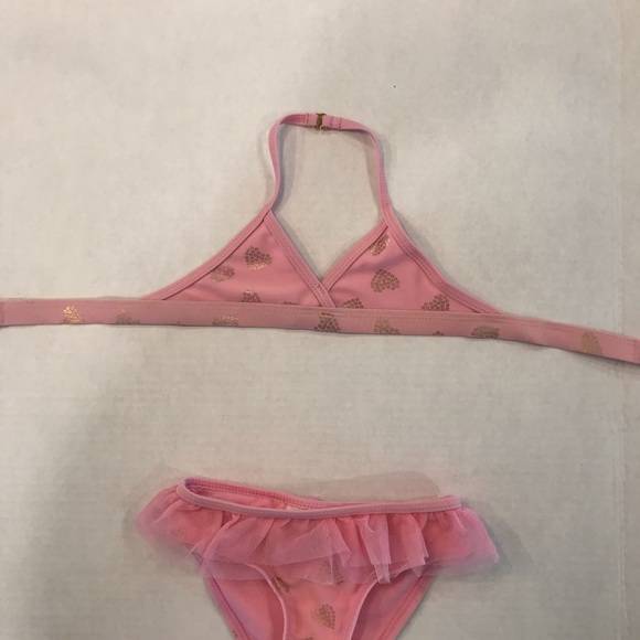 Jantzen pink and gold heart child’s bikini. Size 4 Previously loved. - Picture 2 of 8